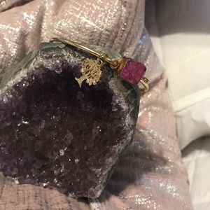 Tree of life amethyst inspired gold bangle